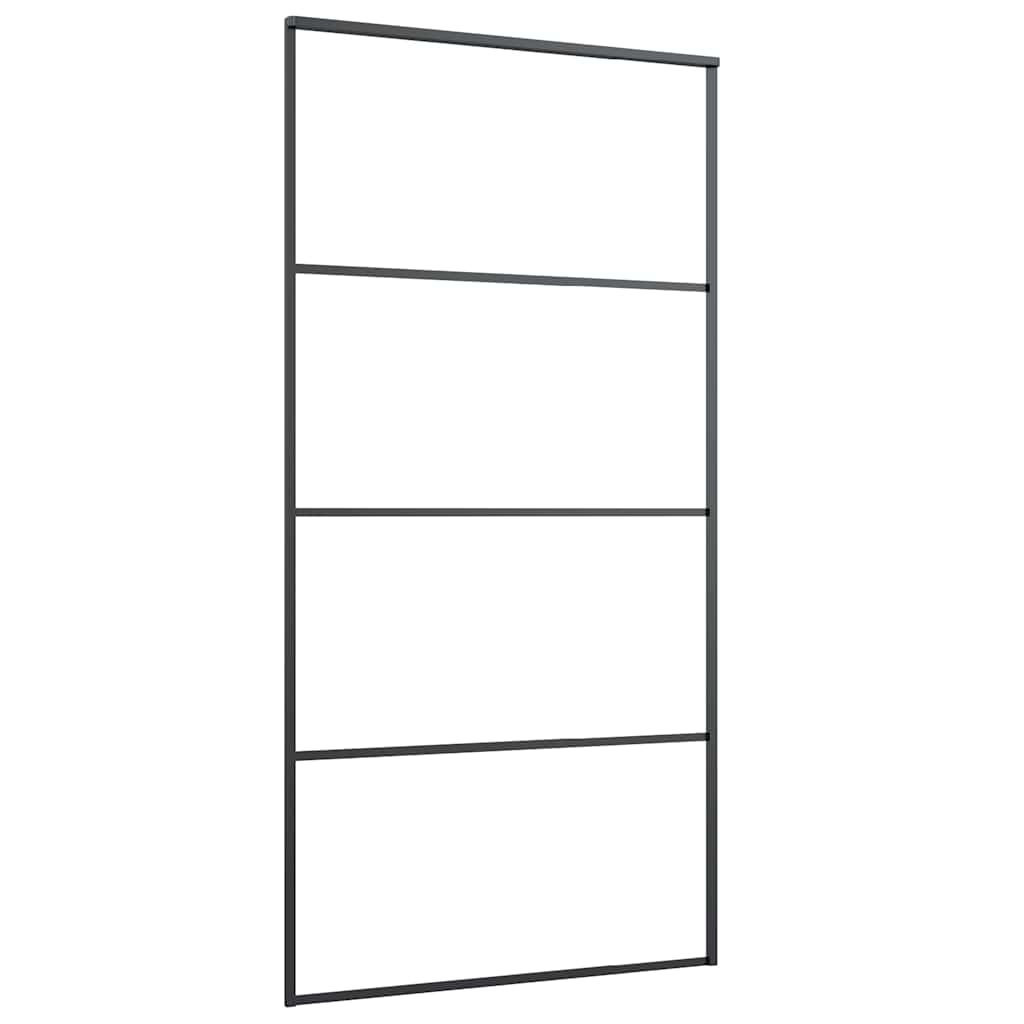 skydedør med hardwaresæt 102,5x205 cm ESG glas sort