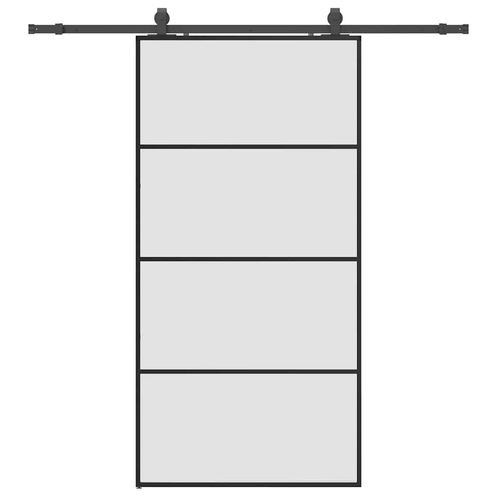 skydedør med hardwaresæt 102,5x205 cm ESG glas sort