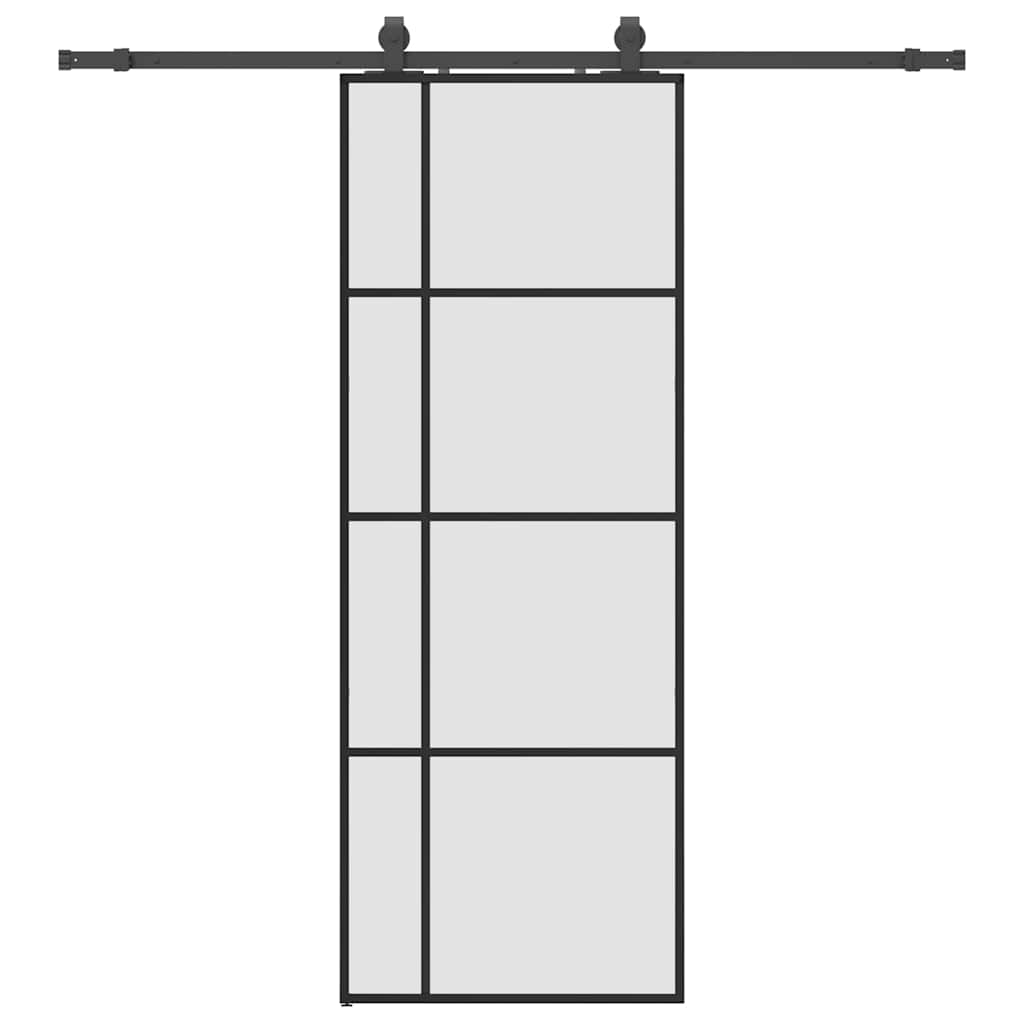 skydedør med hardwaresæt 76x205 cm ESG glas sort