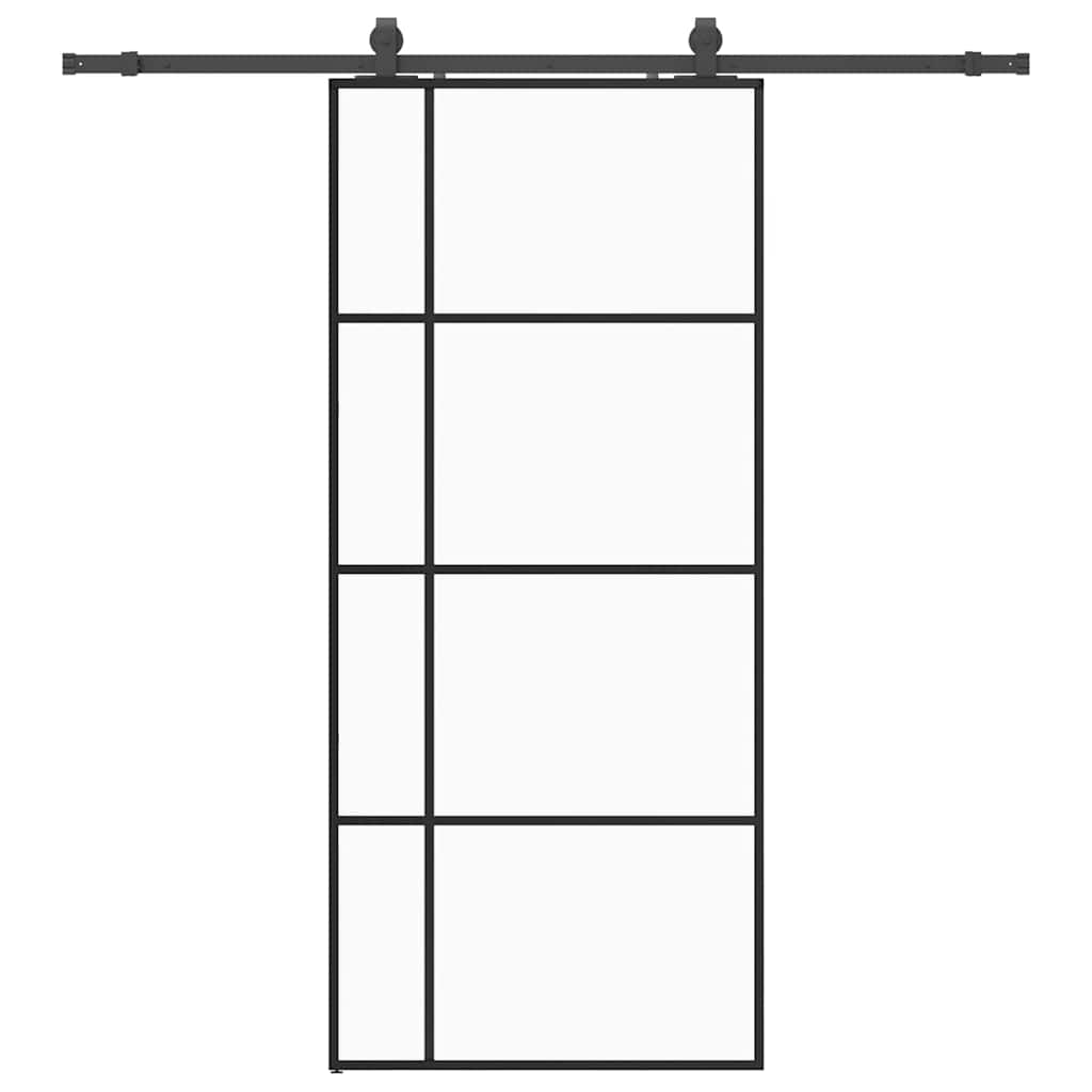skydedør med hardwaresæt 90x205 cm ESG glas sort
