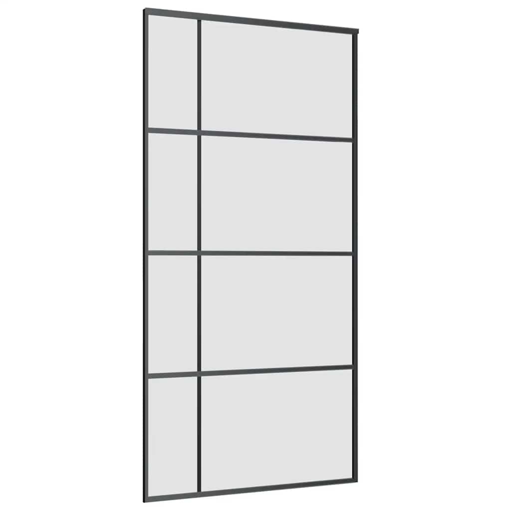 skydedør med hardwaresæt 102,5x205 cm ESG glas sort