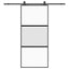 skydedør med hardwaresæt 90x205 cm hærdet glas sort