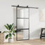 skydedør med hardwaresæt 90x205 cm hærdet glas sort