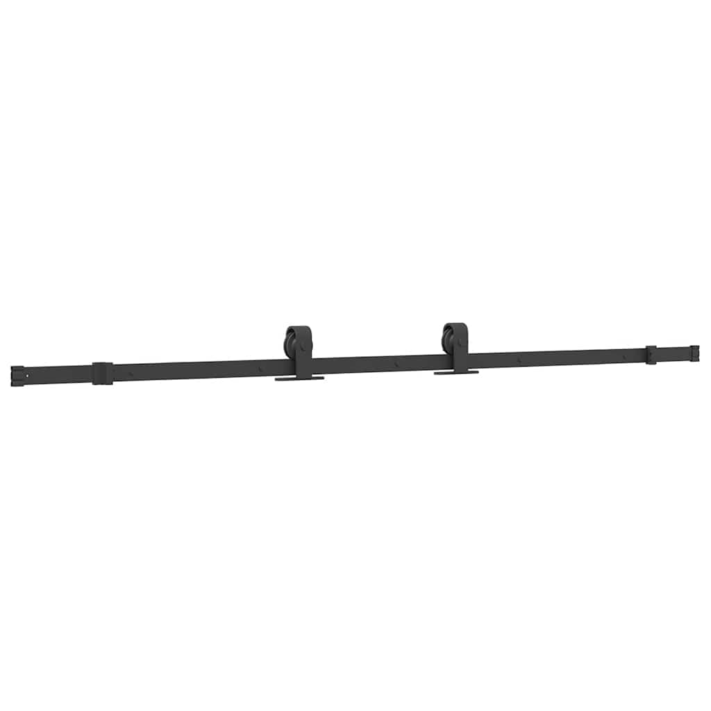 skydedør med hardwaresæt 90x205 cm hærdet glas sort
