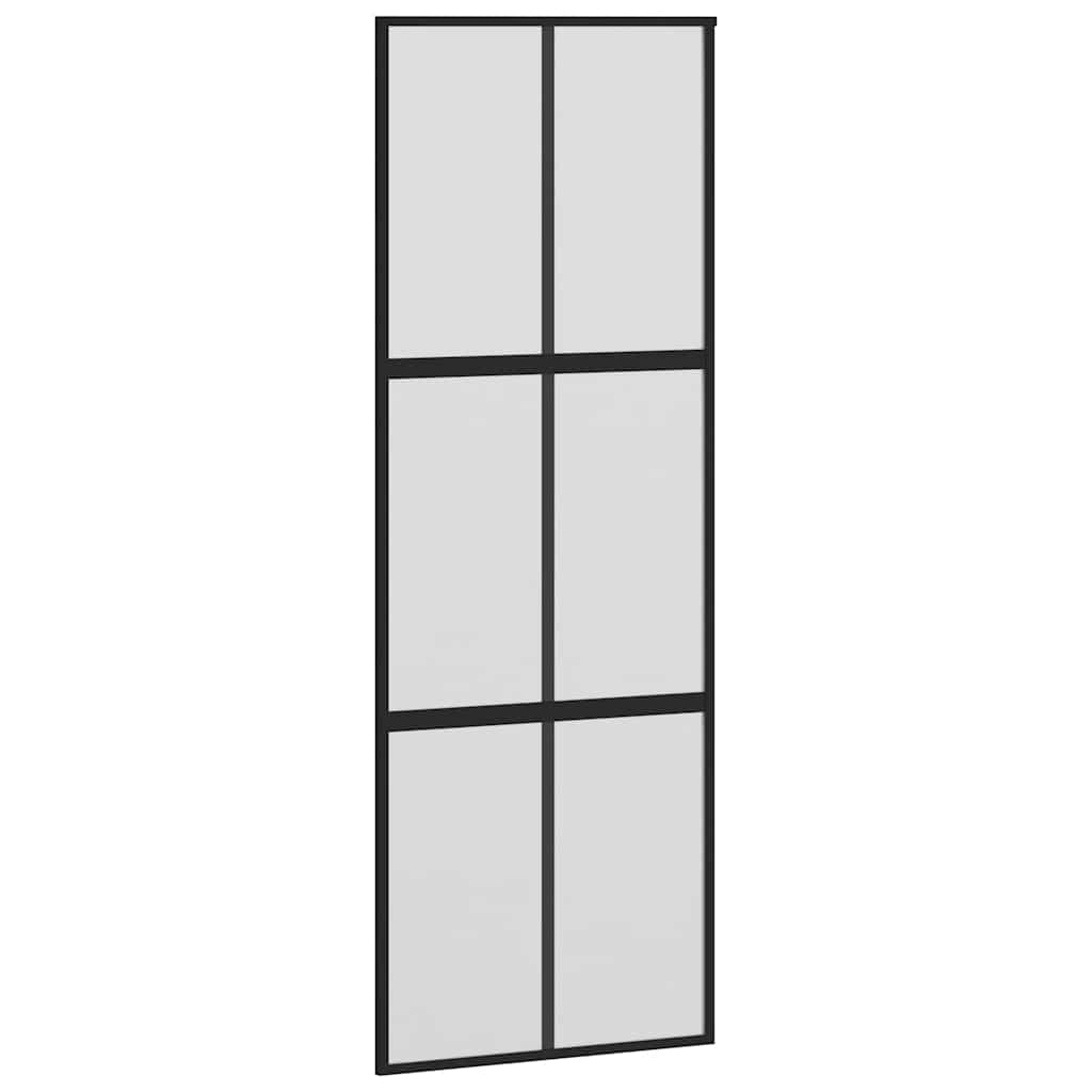 skydedør med hardwaresæt 76x205 cm hærdet glas sort
