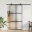skydedør med hardwaresæt 102,5x205 cm hærdet glas sort
