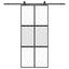 skydedør med hardwaresæt 90x205 cm hærdet glas sort