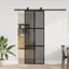skydedør med hardwaresæt 76x205 cm hærdet glas sort
