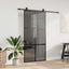 skydedør med hardwaresæt 102,5x205 cm hærdet glas sort