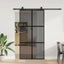 skydedør med hardwaresæt 102,5x205 cm hærdet glas sort