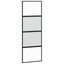 skydedør med hardwaresæt 76x205 cm hærdet glas sort