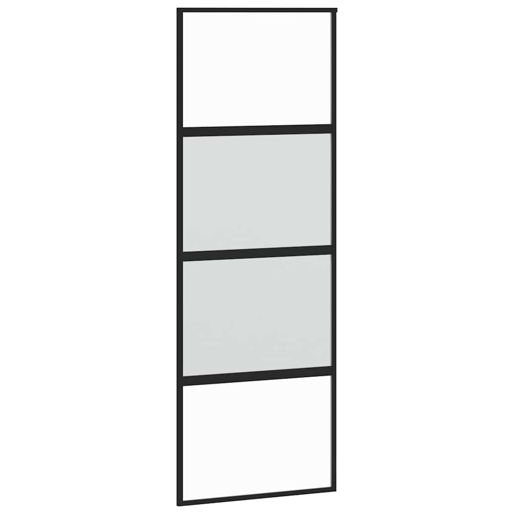 skydedør med hardwaresæt 76x205 cm hærdet glas sort