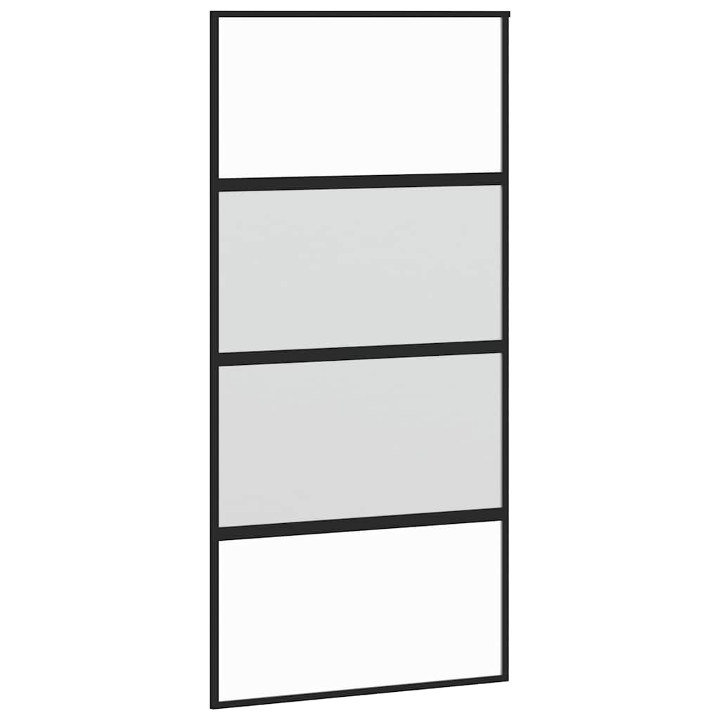 skydedør med hardwaresæt 102,5x205 cm hærdet glas sort