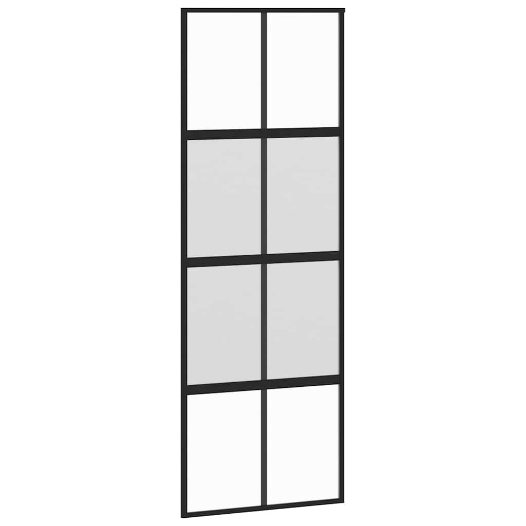 skydedør med hardwaresæt 76x205 cm hærdet glas sort