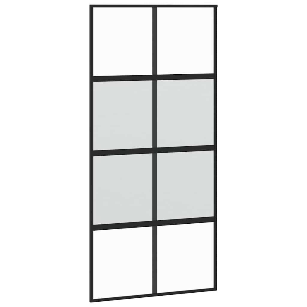 skydedør med hardwaresæt 102,5x205 cm hærdet glas sort