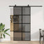 skydedør med hardwaresæt 102,5x205 cm hærdet glas sort