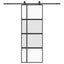 skydedør med hardwaresæt 76x205 cm hærdet glas sort