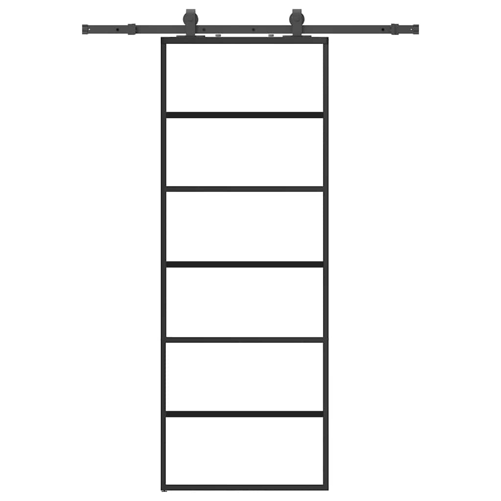 skydedør med hardwaresæt 76x205 cm ESG glas sort