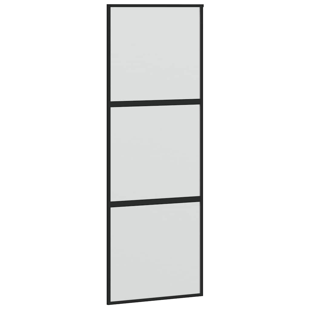 skydedør med hardwaresæt 76x205 cm hærdet glas sort