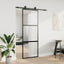 skydedør med hardwaresæt 76x205 cm hærdet glas sort