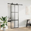 skydedør med hardwaresæt 76x205 cm hærdet glas sort