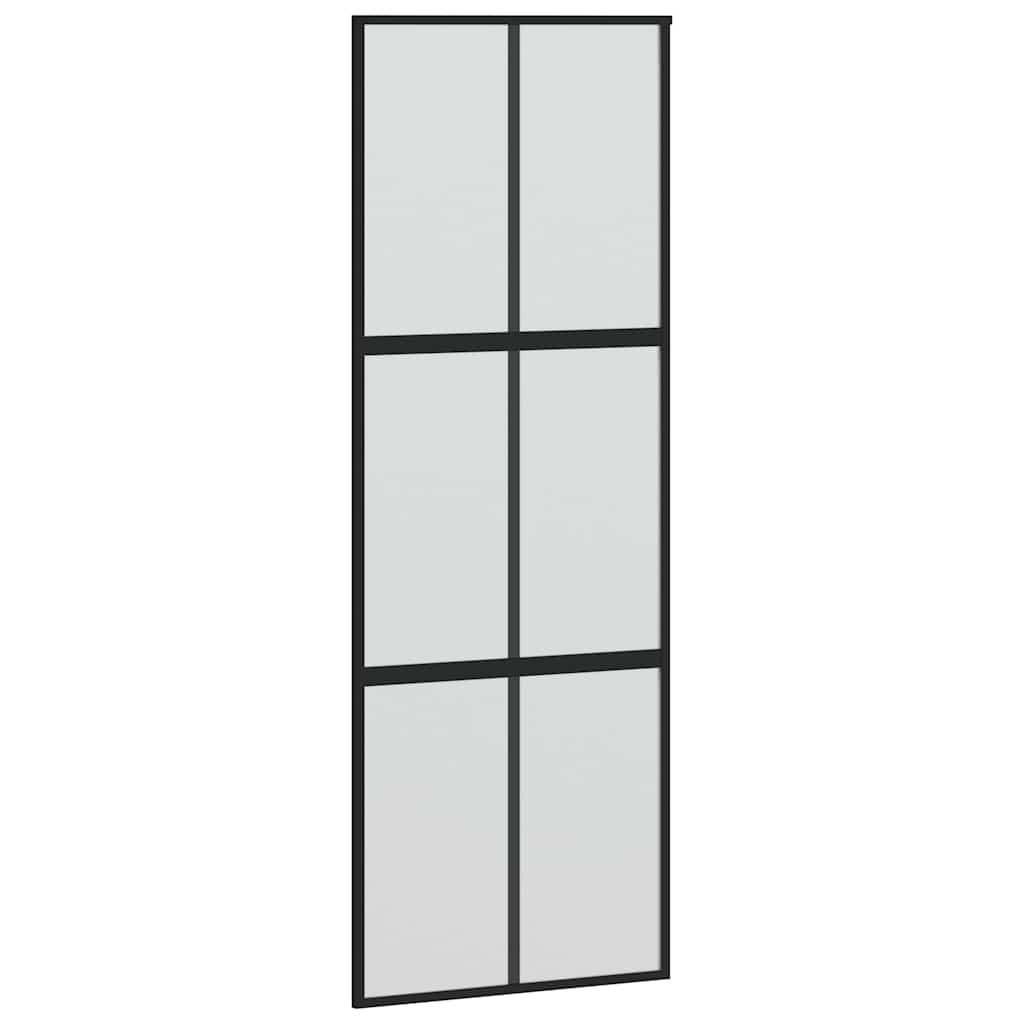 skydedør med hardwaresæt 76x205 cm hærdet glas sort