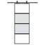 skydedør med hardwaresæt 76x205 cm hærdet glas sort