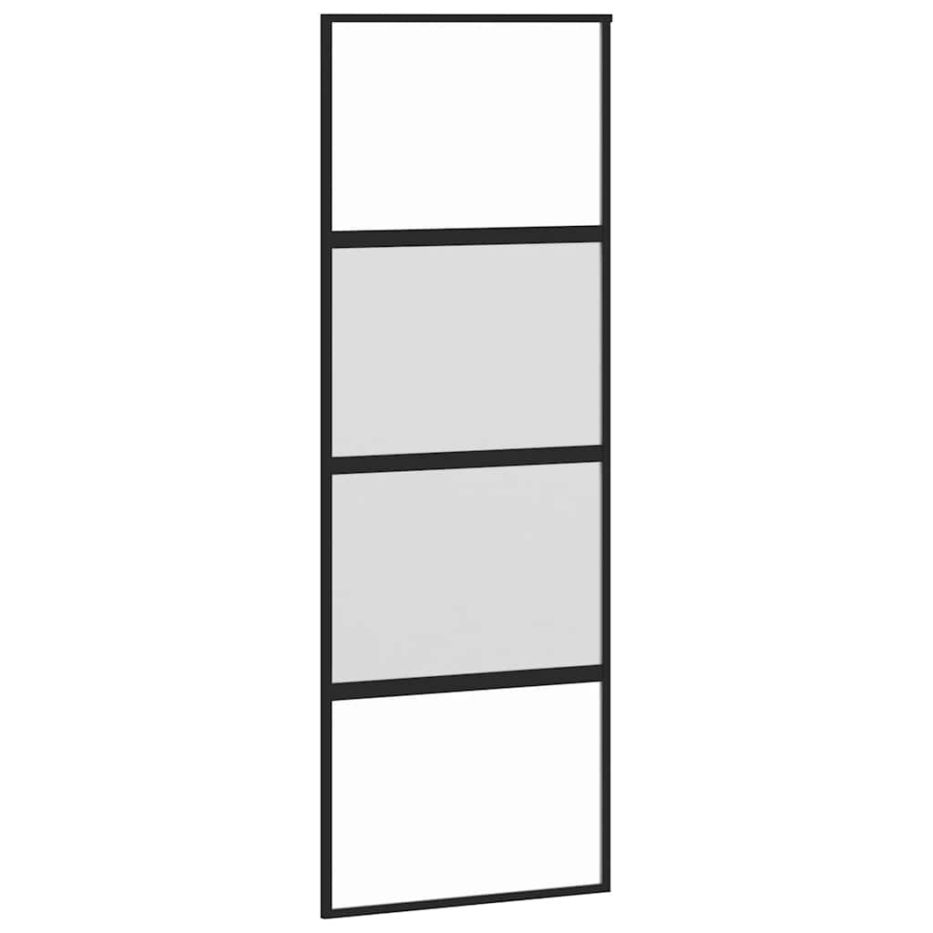 skydedør med hardwaresæt 76x205 cm hærdet glas sort