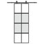 skydedør med hardwaresæt 76x205 cm hærdet glas sort