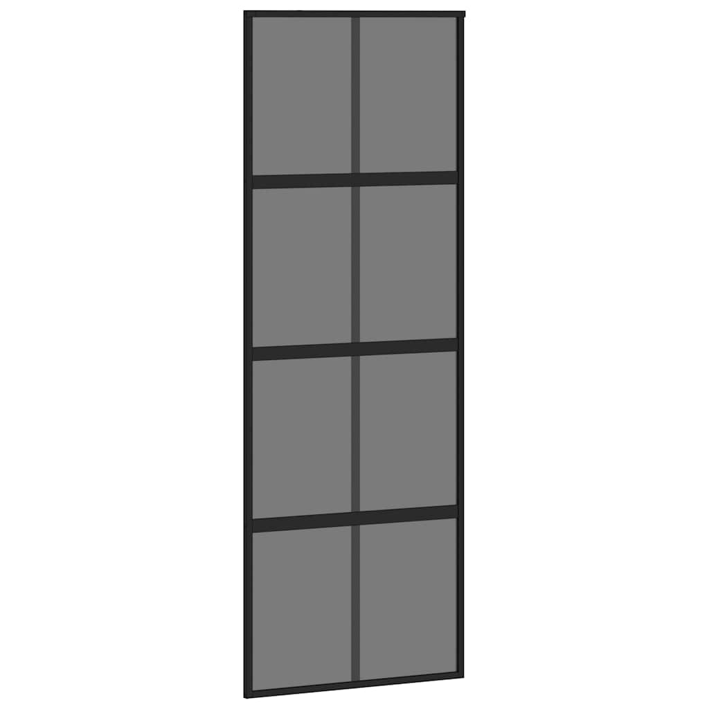 skydedør med hardwaresæt 76x205 cm hærdet glas sort