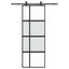 skydedør med hardwaresæt 76x205 cm hærdet glas sort