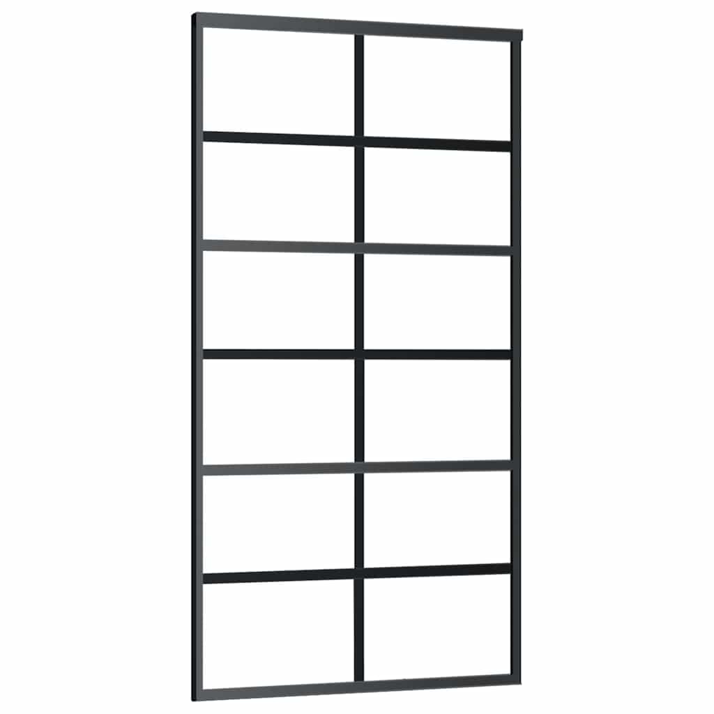 skydedør med hardwaresæt 102x205 cm ESG glas sort