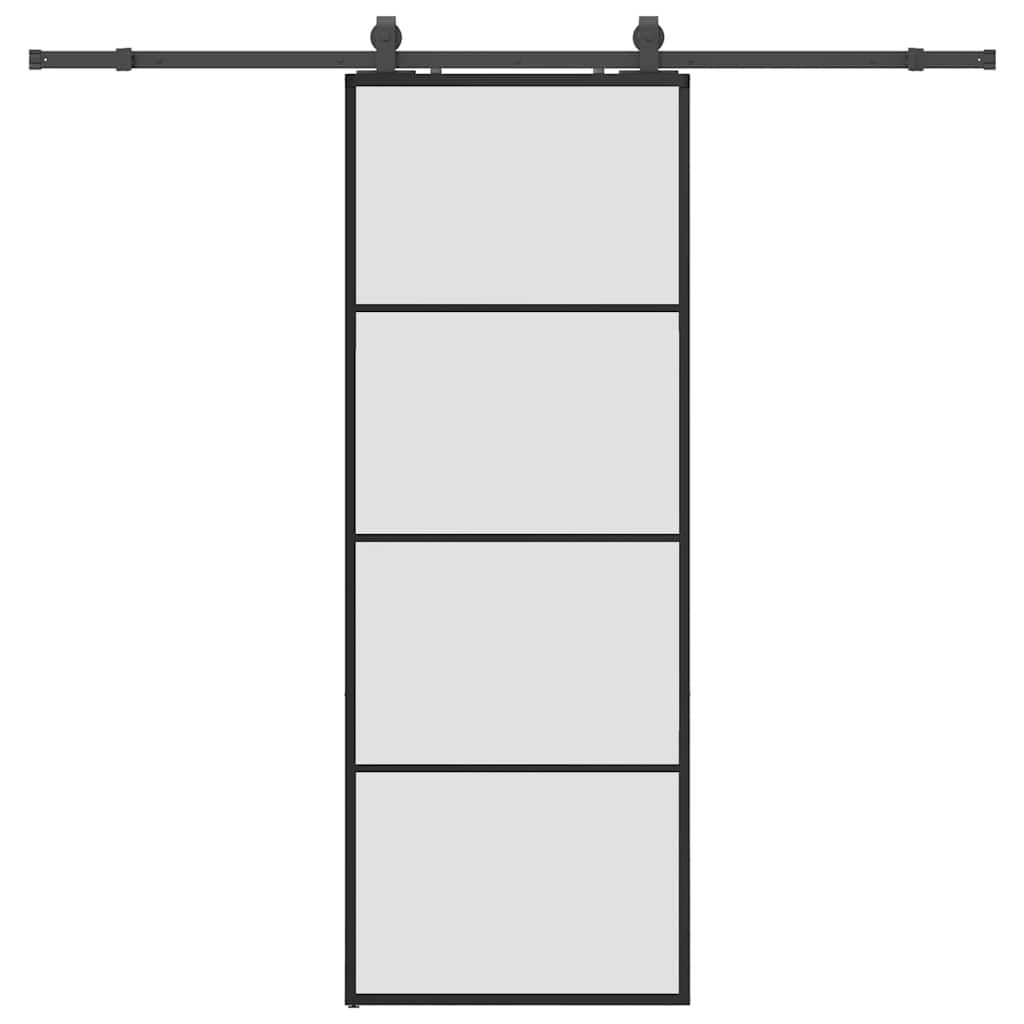skydedør med hardwaresæt 76x205 cm ESG glas sort