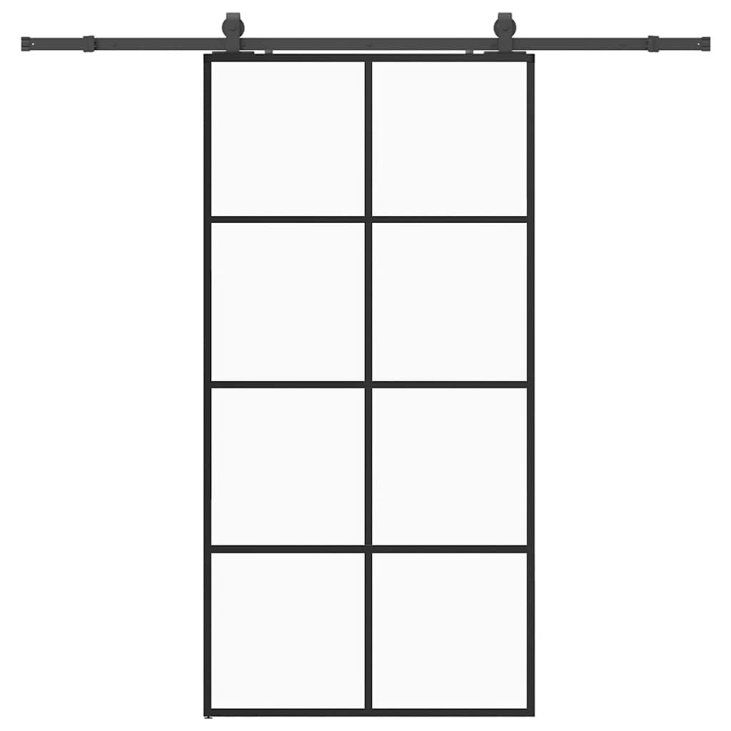 skydedør med hardwaresæt 102,5x205 cm ESG glas sort