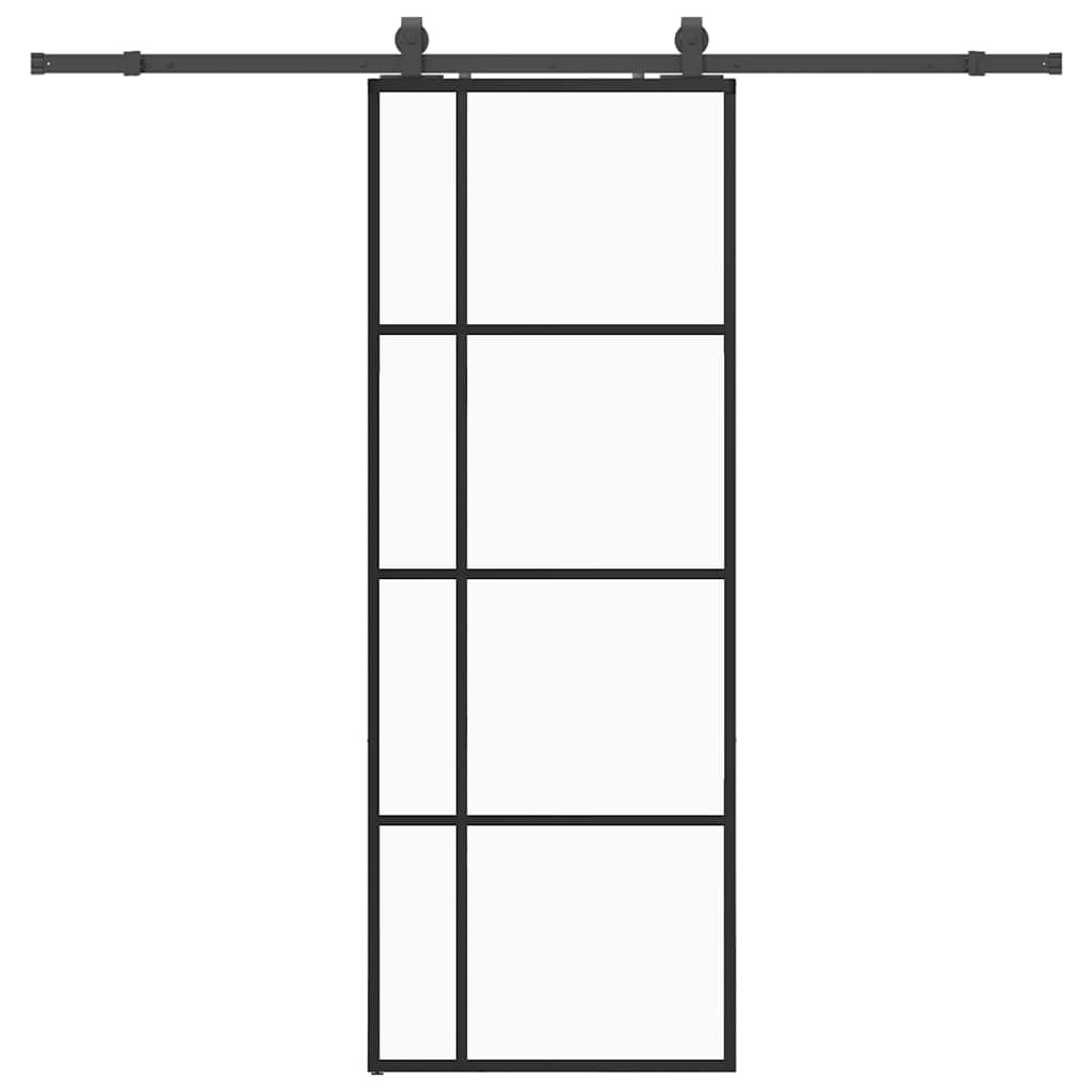 skydedør med hardwaresæt 76x205 cm ESG glas sort