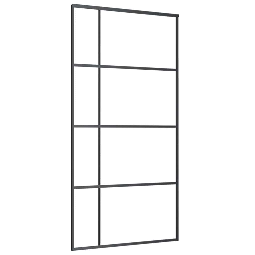 skydedør med hardwaresæt 102,5x205 cm ESG glas sort