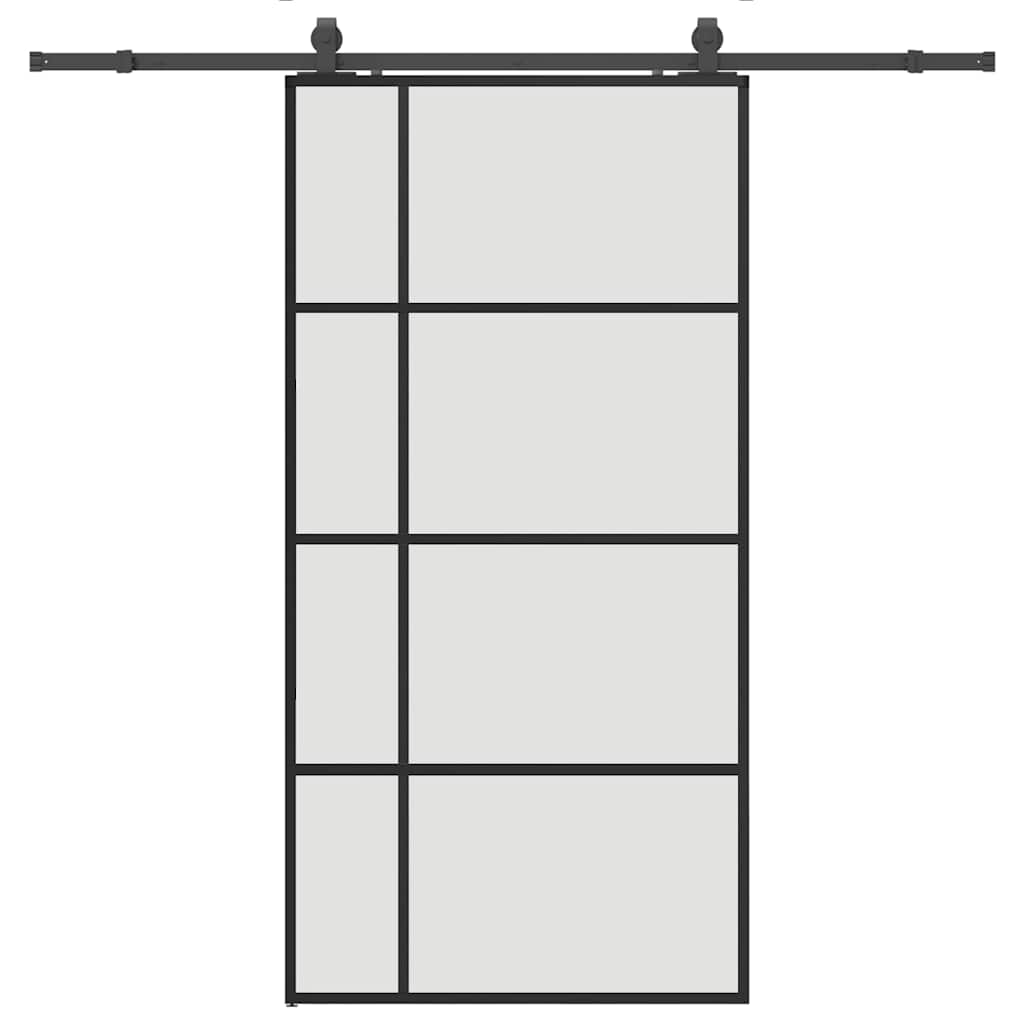 skydedør med hardwaresæt 102,5x205 cm ESG glas sort