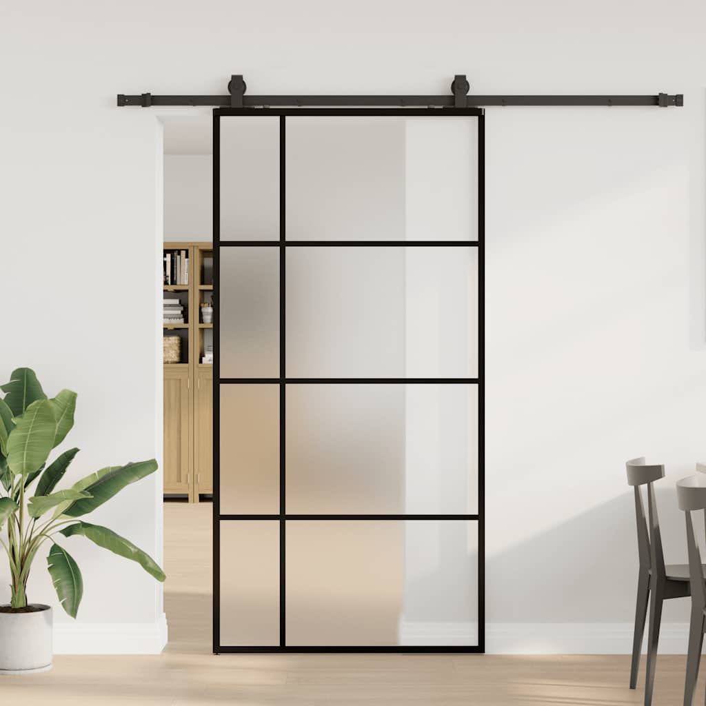 skydedør med hardwaresæt 102,5x205 cm ESG glas sort