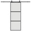 skydedør med hardwaresæt 76x205 cm hærdet glas sort