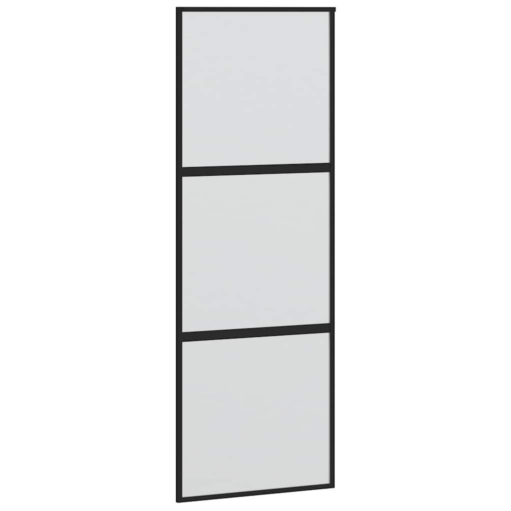 skydedør med hardwaresæt 76x205 cm hærdet glas sort