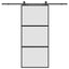 skydedør med hardwaresæt 90x205 cm hærdet glas sort
