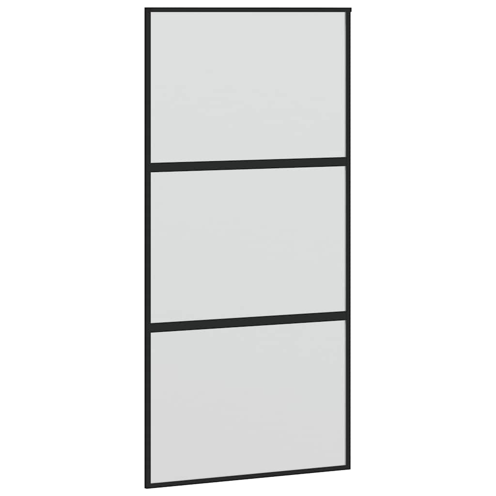 skydedør med hardwaresæt 102,5x205 cm hærdet glas sort