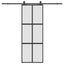 skydedør med hardwaresæt 76x205 cm hærdet glas sort
