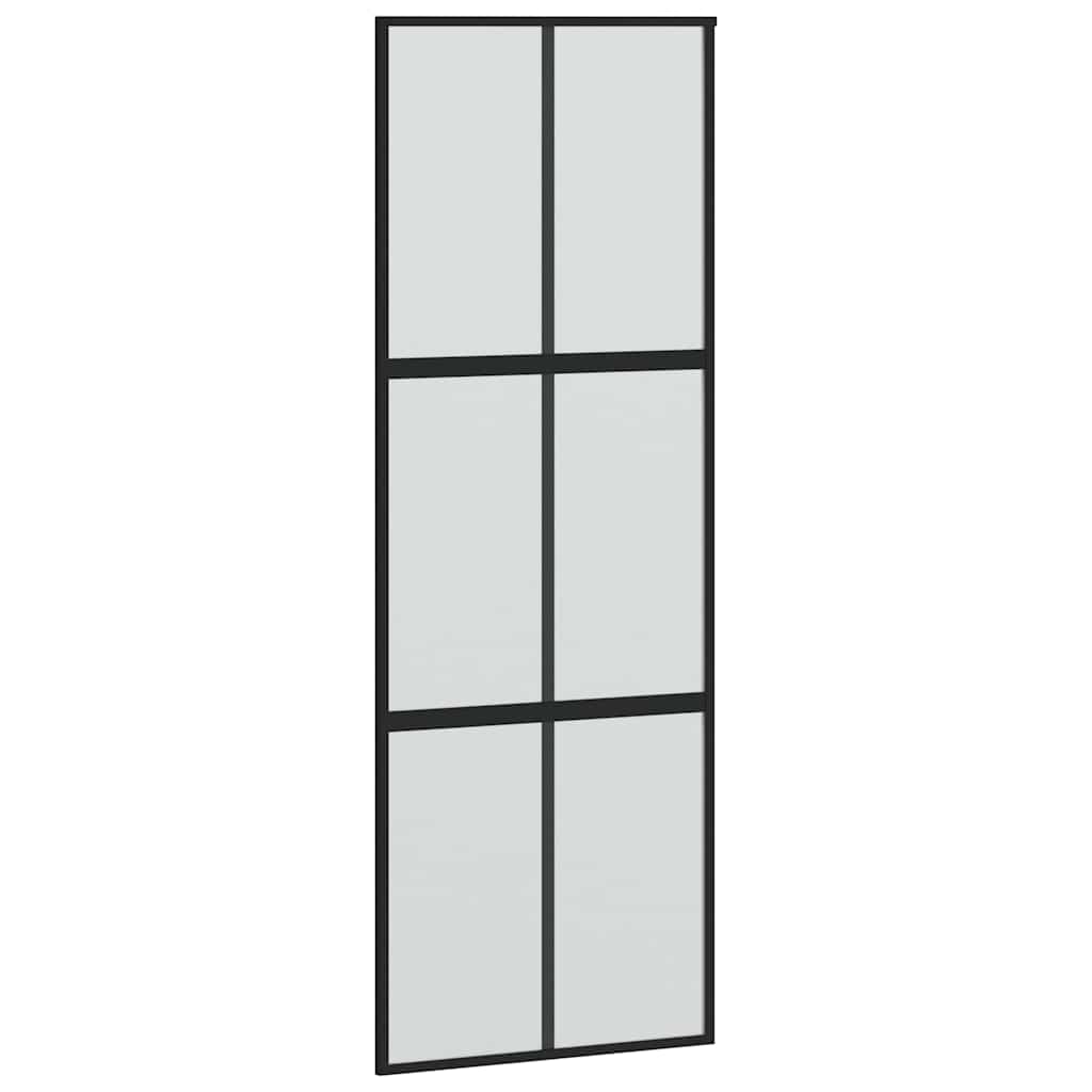 skydedør med hardwaresæt 76x205 cm hærdet glas sort