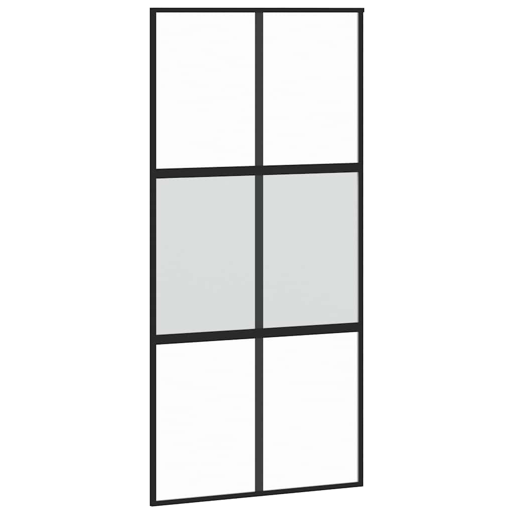 skydedør med hardwaresæt 102,5x205 cm hærdet glas sort