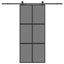 skydedør med hardwaresæt 90x205 cm hærdet glas sort