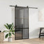 skydedør med hardwaresæt 102,5x205 cm hærdet glas sort