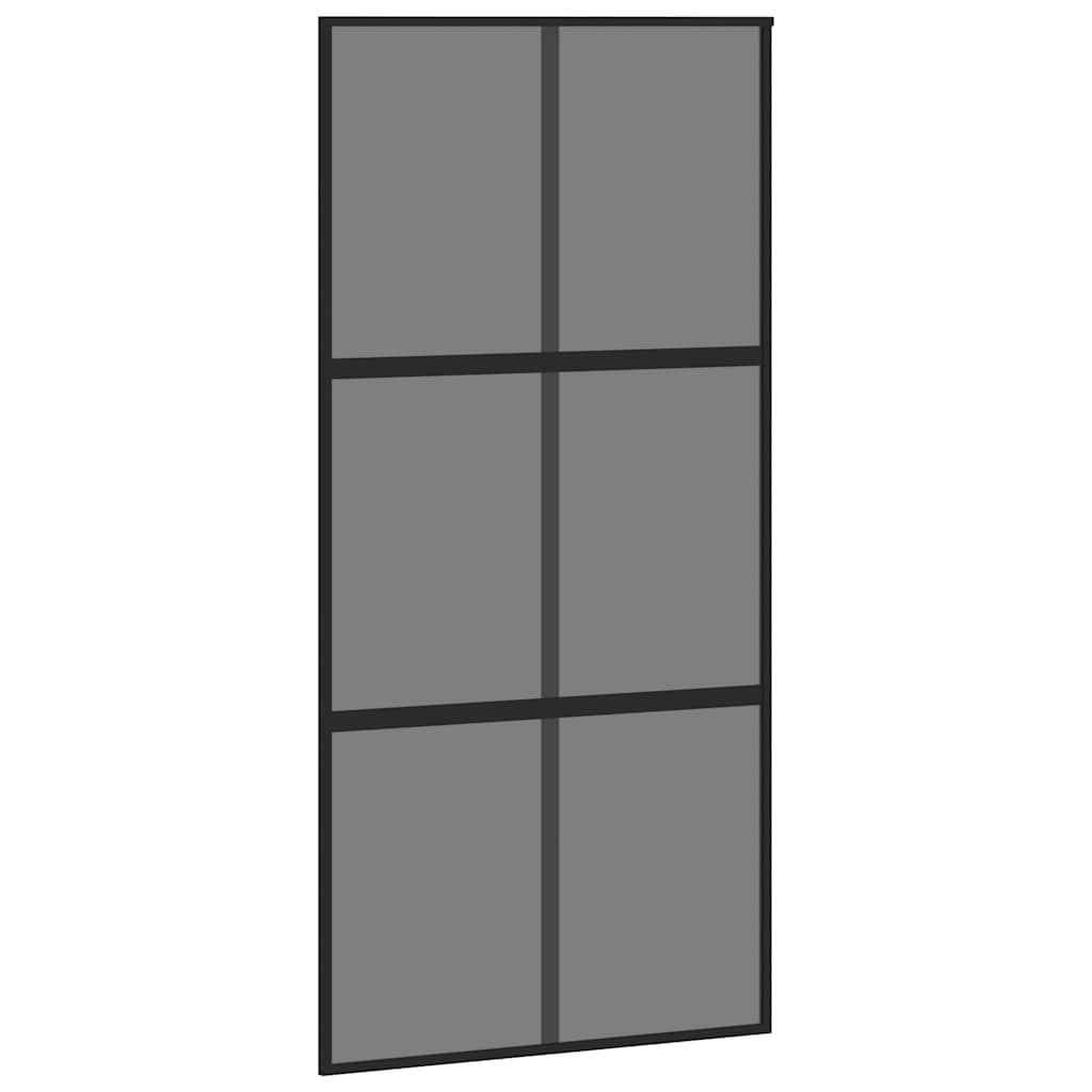 skydedør med hardwaresæt 102,5x205 cm hærdet glas sort