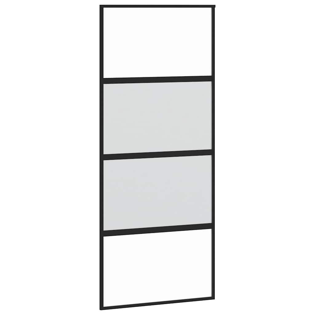 skydedør med hardwaresæt 90x205 cm hærdet glas sort