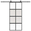skydedør med hardwaresæt 90x205 cm hærdet glas sort